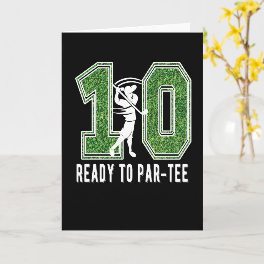 Carte 10e anniversaire Gift Joueur de golf 10 ans garçon (Fleur jaune)