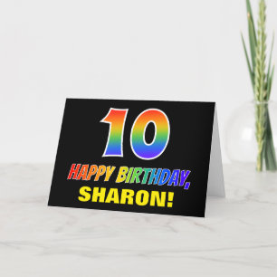 Carte 10e anniversaire : Gras, Amusant, Simple, Arc-en-c