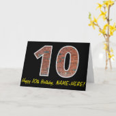 Carte 10e anniversaire - Motif de mur de briques "10" av (Fleur jaune)