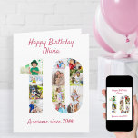 Carte 10e anniversaire Numéro 10 Photo Collage<br><div class="desc">Carte d'anniversaire personnalisée 10e avec collage photo en forme de numéro 10. Le modèle est mis en place pour vous permettre d'ajouter vos photos, qui seront affichées dans un mélange de formats portrait, paysage et carré pour vous donner une grande flexibilité dans le placement de vos photos préférées. Vous pouvez...</div>