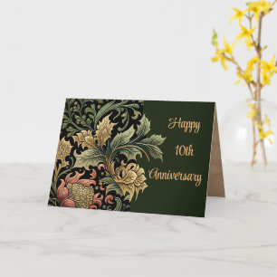 Carte 10e Anniversaire Personnalisable Élégant Vert Flor