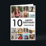 Carte 10e anniversaire Photo Collage 13 Photos Noir Blan<br><div class="desc">10th Happy Birthday Photo Collage 13 Photos Carte d'anniversaire noir et blanc pour n'importe quel âge. 1er 13ème 15ème 16ème 18ème 20ème 21ème 30ème 40ème 50ème 60ème 70ème 80ème 90ème 100ème, tout âge. Pour plus de personnalisation, cliquez sur le bouton "Customiser" et utilisez notre outil de conception pour modifier ce...</div>