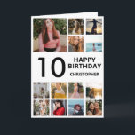Carte 10e anniversaire Photo Collage 13 Photos Noir Blan<br><div class="desc">10th Happy Birthday Photo Collage 13 Photos Carte d'anniversaire noir et blanc pour n'importe quel âge. 1er 13ème 15ème 16ème 18ème 20ème 21ème 30ème 40ème 50ème 60ème 70ème 80ème 90ème 100ème, tout âge. Pour plus de personnalisation, cliquez sur le bouton "Customiser" et utilisez notre outil de conception pour modifier ce...</div>