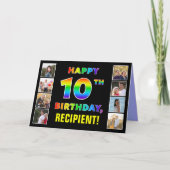 Carte 10e anniversaire : Rainbow Text, Custom Photos & N (Devant)
