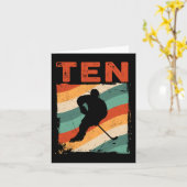 Carte 10e anniversaire Retro Hockey sur glace 10 ans Boy (Fleur jaune)