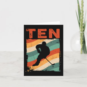 Carte 10e anniversaire Retro Hockey sur glace 10 ans Boy