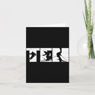 Carte 10e anniversaire rétro ski skieur 10 ans garçons