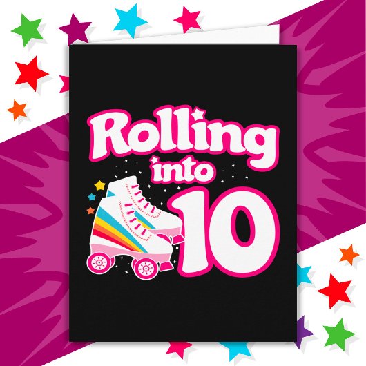 Carte 10e anniversaire Roller Patinage 10 ans