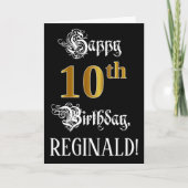 Carte 10e anniversaire — Script fantaisie; look or Faux; (Devant)