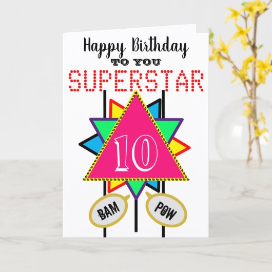 Carte 10e anniversaire Superstar Pink Triangle Modifier (Fleur jaune)