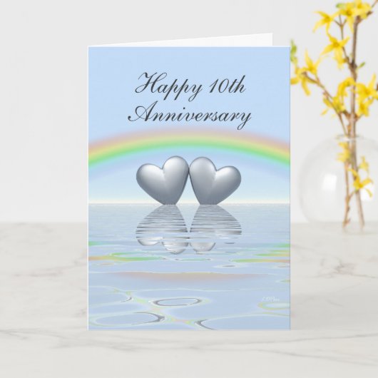 Carte 10e anniversaire Tin Hearts (Fleur jaune)
