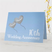 Carte 10e ballon anniversaire du mariage en étain (Fleur jaune)