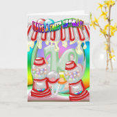 Carte 10e Birthday Card - Sweet Birthday - Gumballs (Fleur jaune)