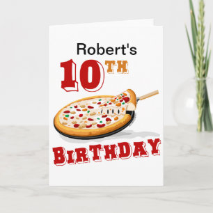 Carte 10ème anniversaire Pizza Party