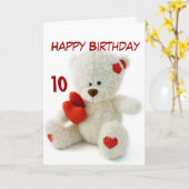 Carte 10ème thème d'ours de nounours de joyeux (Fleur jaune)
