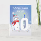 Carte 10th Birthday Snowman with a Snowy Ten (Devant)
