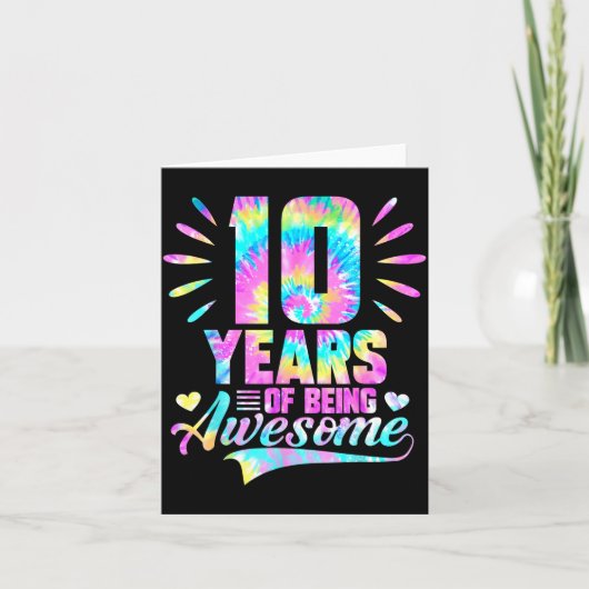 Carte 10th Birthday Tie-dye 10 Year Of Being Awesome (Devant)
