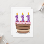 Carte 111 ans sur le gâteau d'anniversaire (Devant/Arrière en situation)