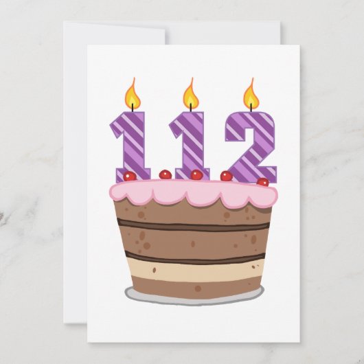 Carte 112 ans sur gâteau d'anniversaire (Devant)