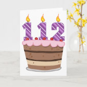 Carte 112 ans sur gâteau d'anniversaire (Fleur jaune)