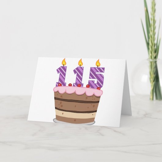 Carte 115 ans sur le gâteau d'anniversaire (Devant)