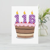 Carte 116 ans sur le gâteau d'anniversaire (Debout devant)