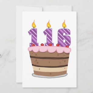 Carte 116 ans sur le gâteau d'anniversaire
