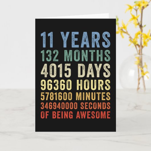 Carte 11 Ans Incroyables de Naissance (Fleur jaune)