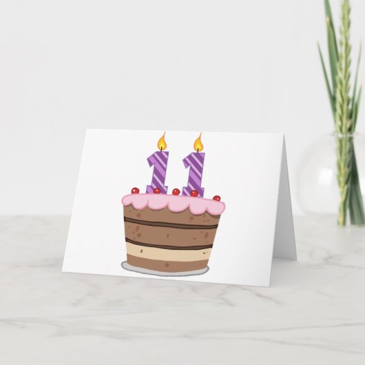 Carte 11 ans sur le gâteau d'anniversaire (Devant)