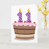 Carte 11 ans sur le gâteau d'anniversaire (Fleur jaune)
