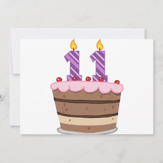 Carte 11 ans sur le gâteau d'anniversaire (Devant)