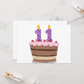 Carte 11 ans sur le gâteau d'anniversaire (Devant/Arrière en situation)