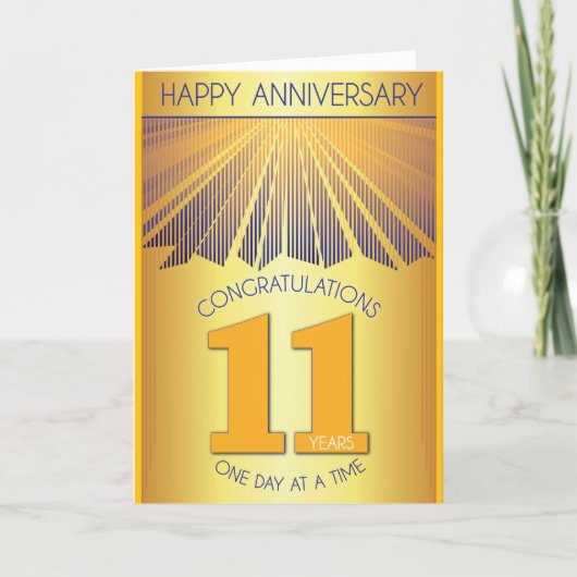 Carte 11 Year Sober Anniversary | Golden Ray 12 Step (Devant)