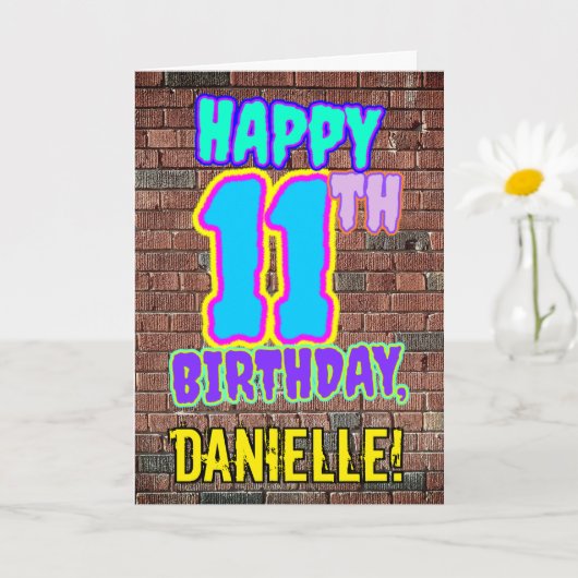 Carte 11e anniversaire - Amusant, Graffiti urbain inspir (Petite plante)