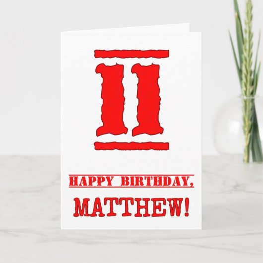 Carte 11e anniversaire : Amusant, Timbre en caoutchouc r (Devant)