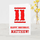 Carte 11e anniversaire : Amusant, Timbre en caoutchouc r (Fleur jaune)