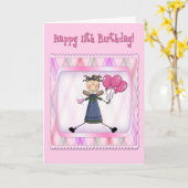 Carte 11e anniversaire Ange rose (Fleur jaune)