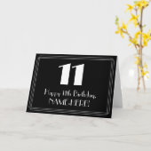 Carte 11e anniversaire ~ Art Déco Inspiré Look "11", Nom (Fleur jaune)