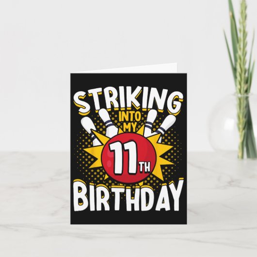 Carte 11e Anniversaire Bowling Thème Frapper En Annivers (Devant)