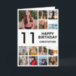 Carte 11e anniversaire Collage photo 13 photos noir blan<br><div class="desc">11e Joyeux Anniversaire Photo Collage 13 Photos Carte d'Anniversaire Noir et Blanc pour n'importe quel âge. 1er 13ème 15ème 16ème 18ème 20ème 21ème 30ème 40ème 50ème 60ème 70ème 80ème 90ème 100ème, tout âge. Pour plus de personnalisation, cliquez sur le bouton "Customiser" et utilisez notre outil de conception pour modifier ce...</div>