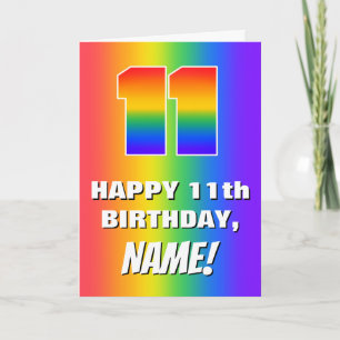 Carte 11e anniversaire : coloré, amusant Motif arc-en-ci