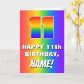 Carte 11e anniversaire : coloré, amusant Motif arc-en-ci (Fleur jaune)