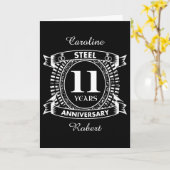Carte 11e anniversaire de mariage en acier (Fleur jaune)
