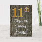 Carte 11e anniversaire : Elégant look d'or Faux #, Faux  (Devant)