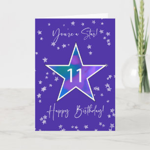 Carte 11e Anniversaire étoile brillante pour les Tweens