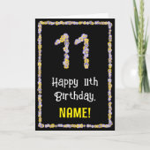 Carte 11e anniversaire : Floral Flowers Numéro, Nom pers (Devant)