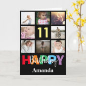 Carte 11e anniversaire heureux Collage photo moderne Noi (Fleur jaune)