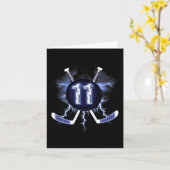 Carte 11e anniversaire - Hockey sur glace 11 ans (Fleur jaune)