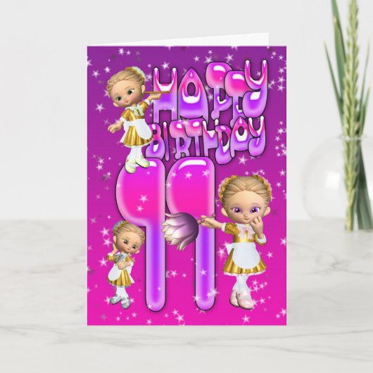 Carte 11e Anniversaire mignonne petite parties sci (Devant)