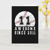 Carte 11e Anniversaire Né En 2011 Baseball Boy 11 An (Fleur jaune)